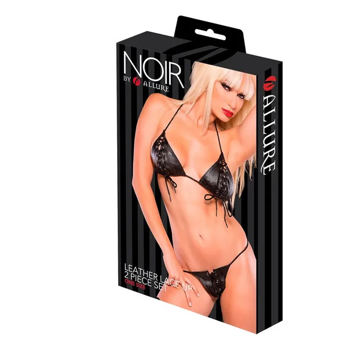 Allure Lingerie Couples | Noir Leather Lace Up Set Allure Lingerie Couples | Noir Leather Lace Up Set