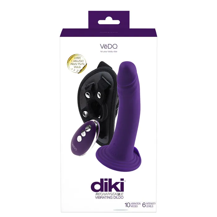 Vibrators | VeDO VeDO Diki Vibrating Dildo W/ Harness Deep Purple
