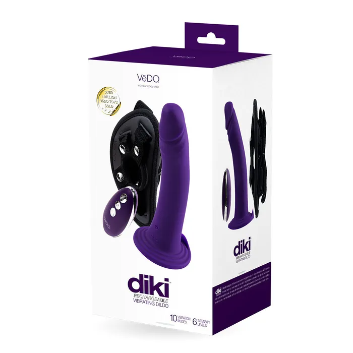 Vibrators | VeDO VeDO Diki Vibrating Dildo W/ Harness Deep Purple