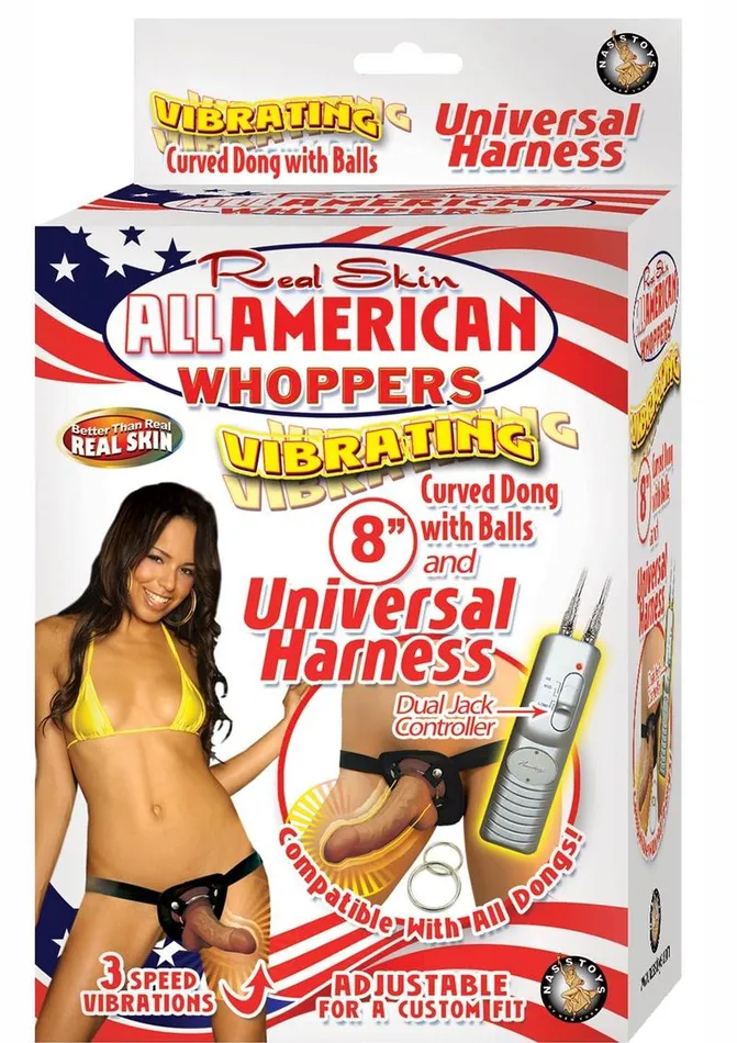 Female Sex Toys Whoppers All American Whoppers Vibrating Dildo with Harness