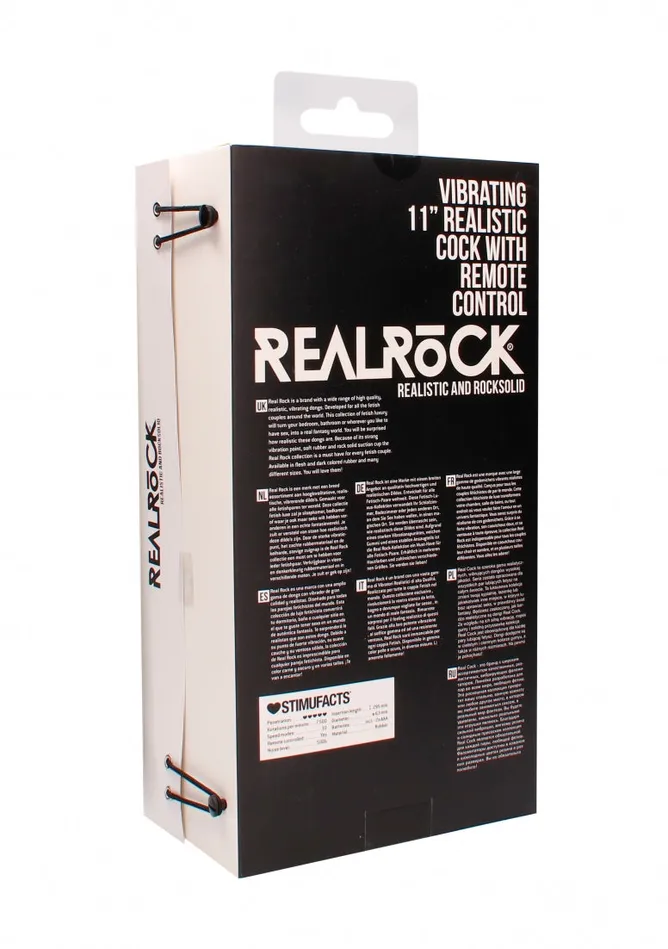 Shots RealRock Female Sex Toys Vibrating Realistic Cock 11 With Scrotum Black