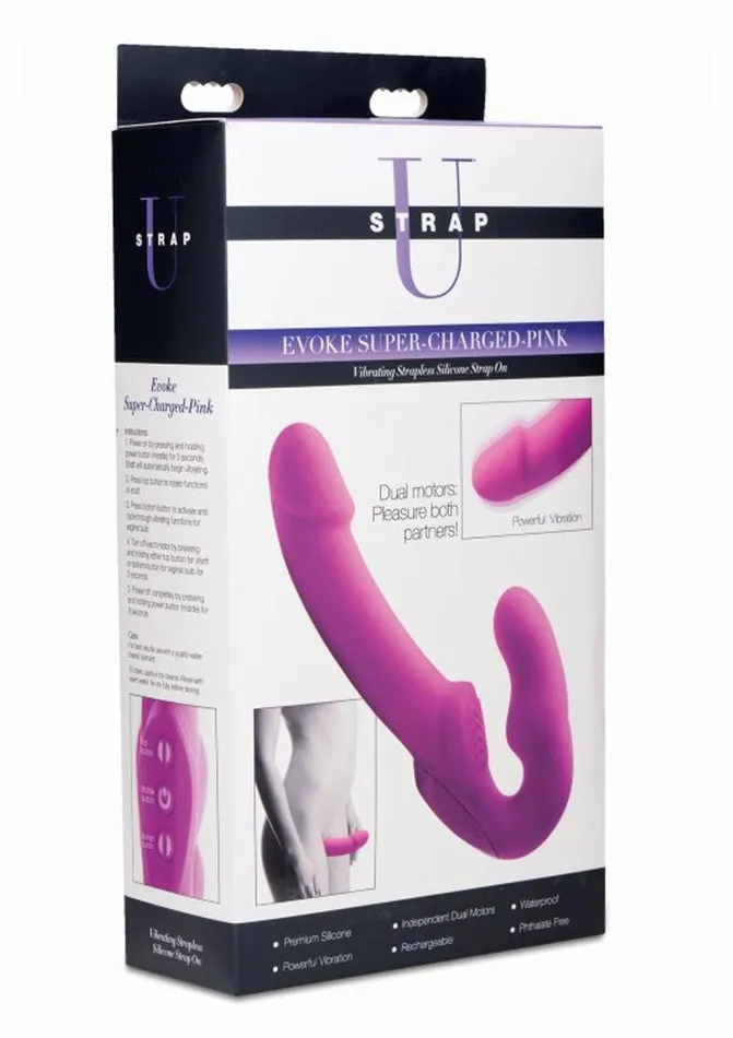 STRAP U Female Sex Toys Strap U Evoke Super Charged Rechargeable Silicone Vibrating Strapless StrapOn