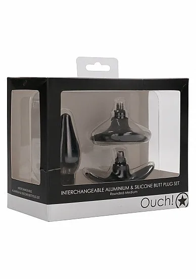 Anal wd Interchangeable Butt Plug Rounded Medium Black SHOTS AMERICA