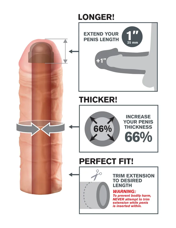 Fantasy Xtensions Mega Extension 1in Flesh Pipedream Products Male Sex Toys
