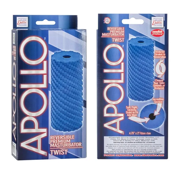 Male Sex Toys Apollo Reversible Masturbator Twist Blue California Exotic Novelties